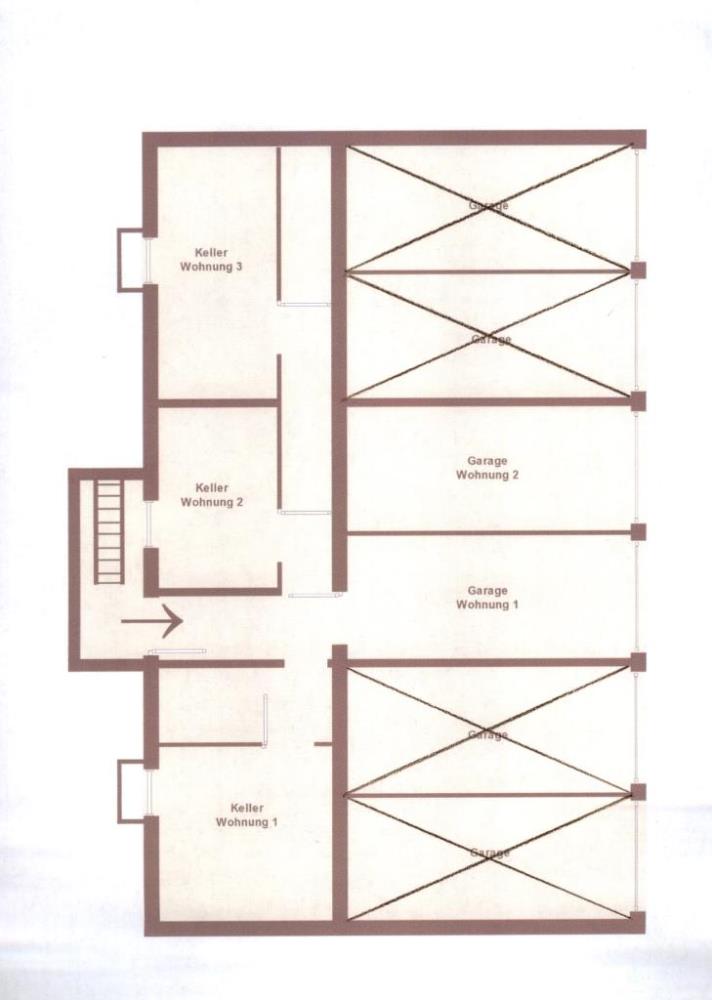 3-Familienhaus mit zwei Garagen - Skizze Grundriss Kellergeschoss