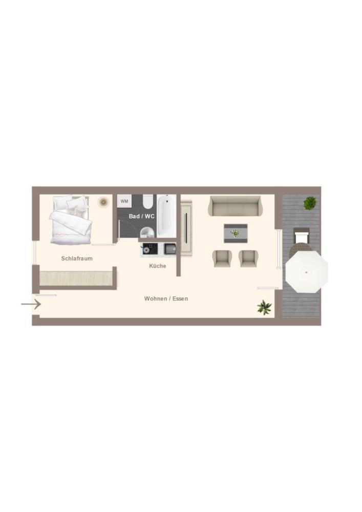 2-Zimmer Eigentumswohnung (Wohnung Nr. 3) - Skizze Grundriss