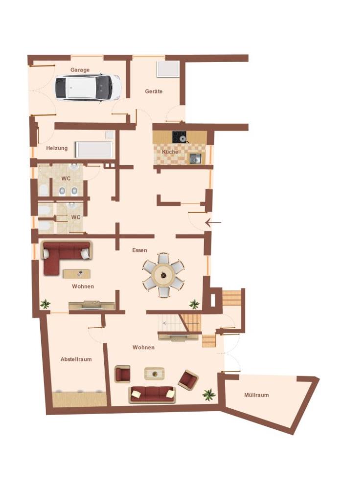 1-2 Familienhaus mit Nebengebäude - Skizze Grundriss Erdgeschoss