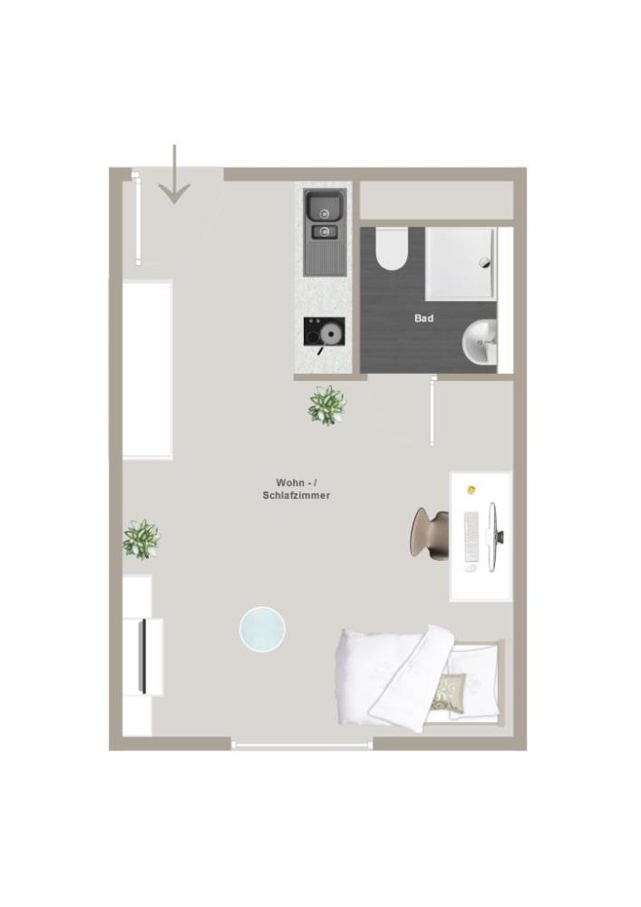 1-Zimmer Apartment (Kapitalanlage) - Skizze Grundriss