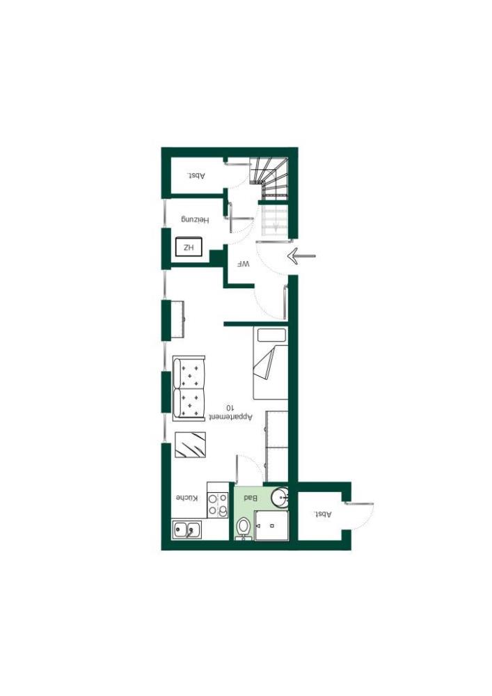 Mehrfamilienhaus mit 15 Apartments (Nettomiete EUR 79.000,00 p.a.) - Haus 2 Erdgeschoss