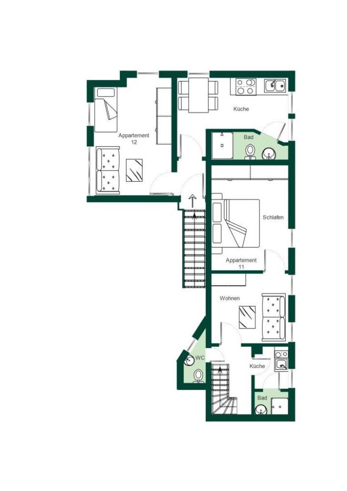 Mehrfamilienhaus mit 15 Apartments - Haus 2 Obergeschoss