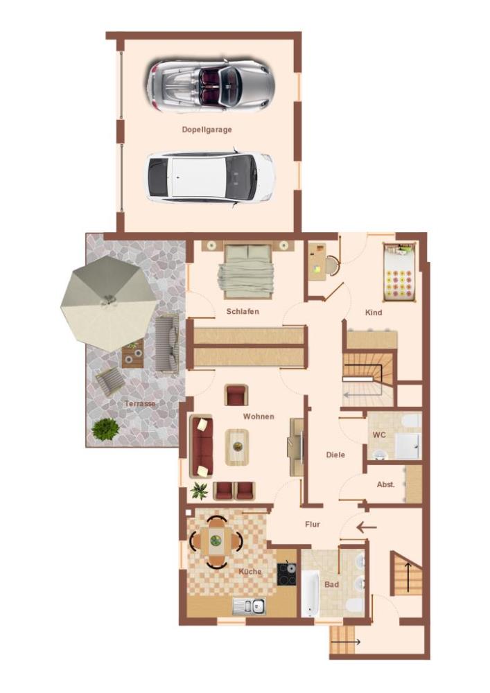 1-2 Familienhaus mit Carport und Doppelgarage ***VERKAUFT*** - Skizze Erdgeschoss
