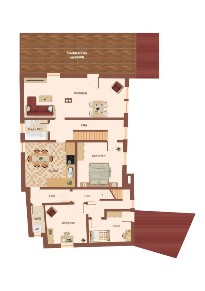 1-2 Familienhaus mit Nebengebäude - Skizze Grundriss Obergeschoss